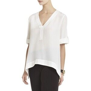 BCBG MAX AZRIA WHITE KELLYANNE LONG-SLEEVE TOP RXI1S014/S197 SIZE XS/S